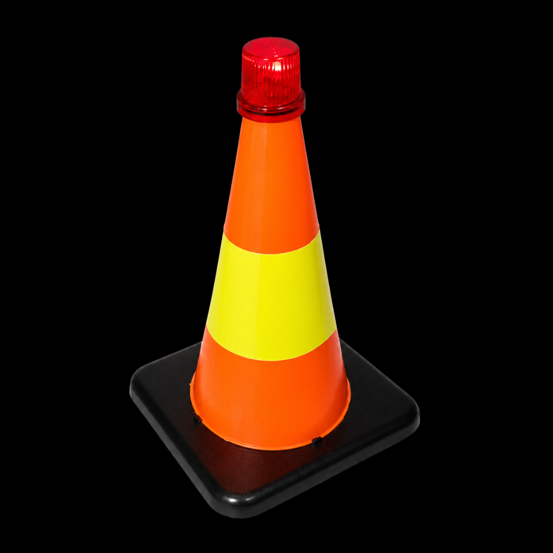 8 Inch Orange Safety Cone with Reflective Strip & Flashing LED Light, Magnetic Base Emergency Roadside Warning Cone for Car, Trunk, Flat Tire, Tow Truck, Parking & Night Safety