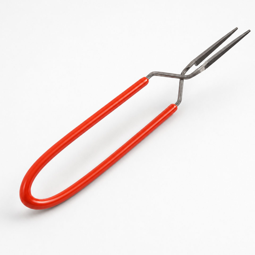 3-3/4 Inch Cross-Lock Tweezers with Vinyl-Coated Handle, Smooth Jaws, Self-Closing Reverse-Action Precision Tweezers for Soldering, Electronics, Jewelry and Crafts – S85-98565