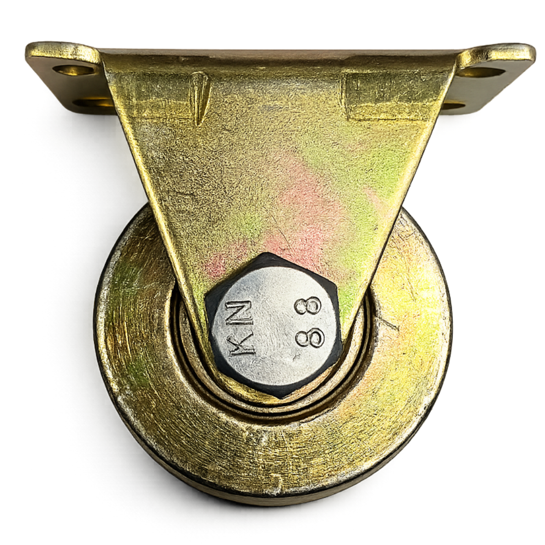 2" V-Groove Steel Caster Wheel – Heavy Duty Rigid Plate Mount Track Wheel – Zinc Plated Steel V Track Roller – Industrial Gate, Rail & Sliding Door Wheel – 2.62"L x 1.48"W x 2.48"H