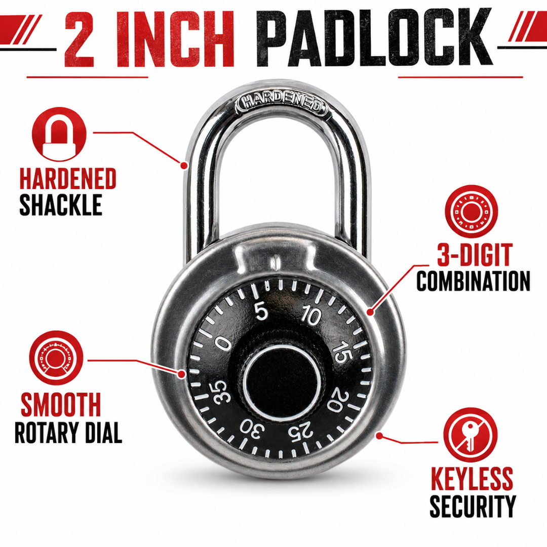 2" Classic Combination Padlock | Durable & Nostalgic Design | Ideal for Lockers, Lockboxes | Multiple Colors