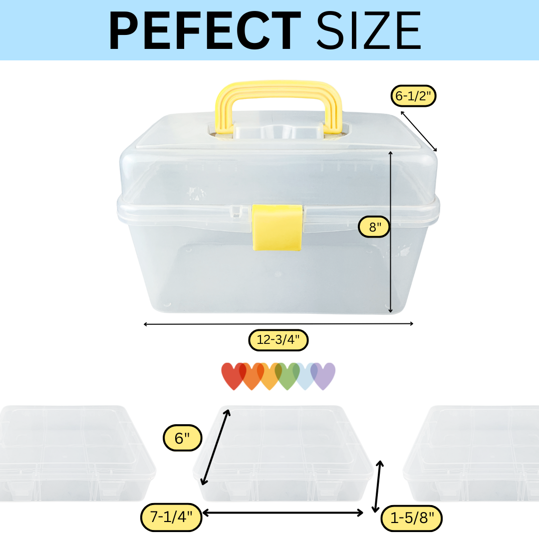Transparent Storage Box System | 12" x 8" x 7-1/2" (30.5 cm x 20.3 cm x 19.1 cm) Outer Box | Includes 4 Stackable Boxes | Padlock-Ready | Ideal for Crafts & Tools  - TJ-16439