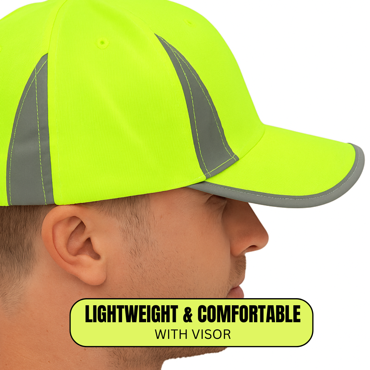 High Visibility Neon Reflective Safety Ball Cap – Adjustable Hat for Night Walking, Running, Biking, and Outdoor Work