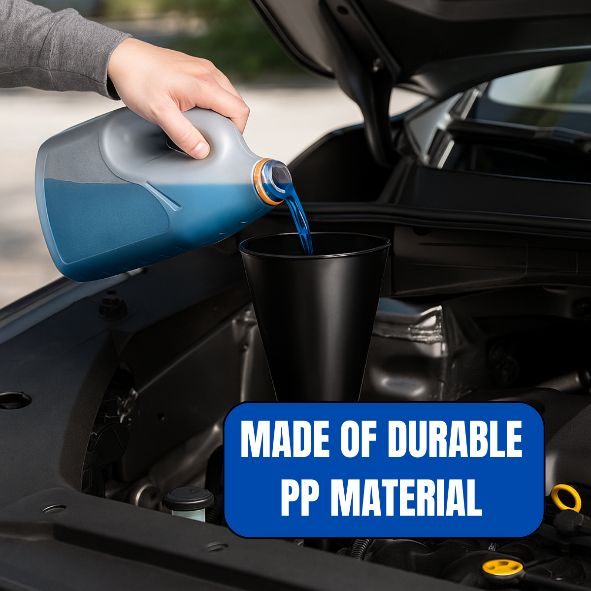 2 Pc. 18" Extra-Long Plastic Funnel with 5" Wide Mouth – Flute-Style Narrow Base for Oil, Gas, and Transmission Fluids