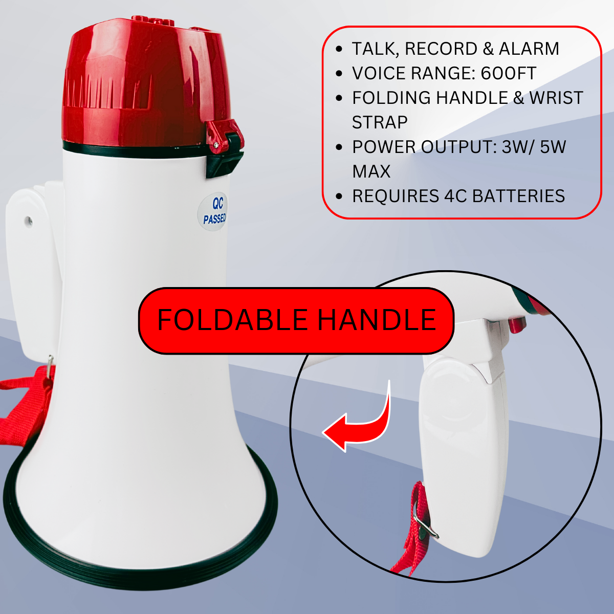 SCURRY 9" (22.9 cm) Megaphone | 600 Feet (183 m) Transmitting Distance | Record & Replay Feature | Dual Power Options | Great For Emergencies, Sports, Crowd Control, Athletics, Public Gathering & More