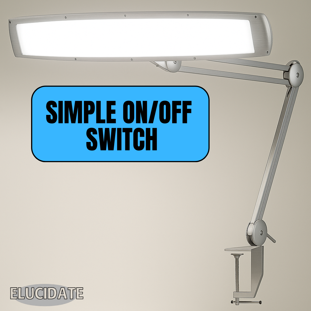 61cm (24") Clamp-On Fluorescent Desk Lamp with Spring Arm – White, Wide 61×11cm Lamp Head – Energy-Saving Light for Workbench, Crafting & Jewelry – MG-28457