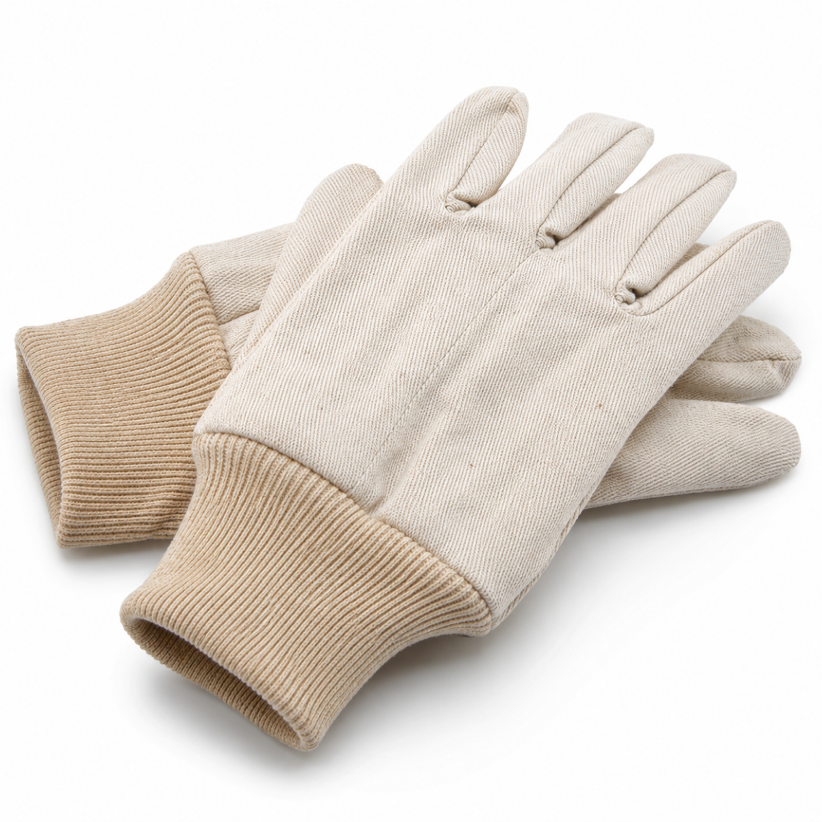 Men's 12 oz Cotton Canvas Work Gloves with Knit Wrist, Natural Color - Small - GL-07012