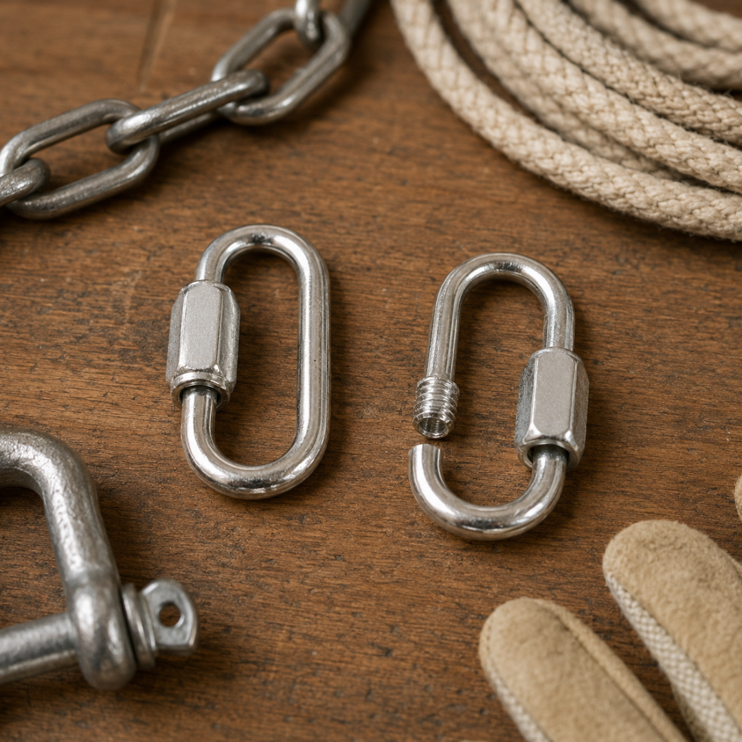 2-Pack 1/2 Inch Zinc-Plated Quick Links, Threaded Rigging Connectors, 2,200 lb Working Load Limit and 6,600 lb Breaking Strength for Secure Attachment