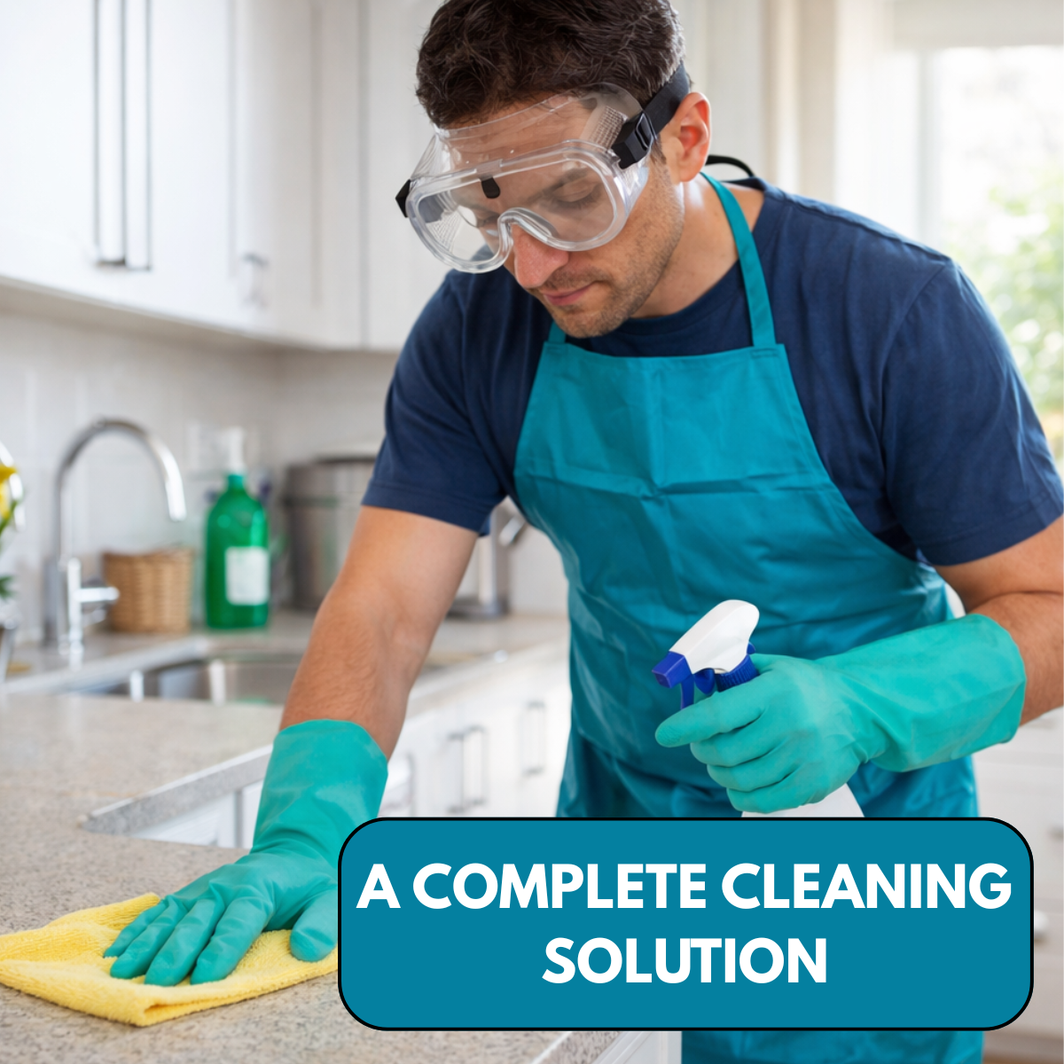 Special Cleaning Kit with Goggles, Apron & Gloves – Heavy Duty Protective Set – KIT-9060-YB