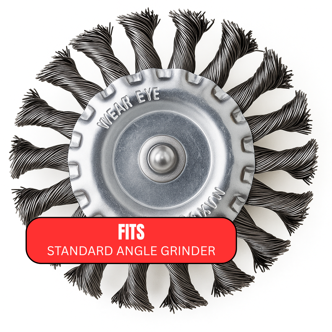 Professional Wire Wheel Brush with 1/4" Shank – For Drill Use, 11,000 RPM Max, Ideal for Weld Cleaning & Metal Prep