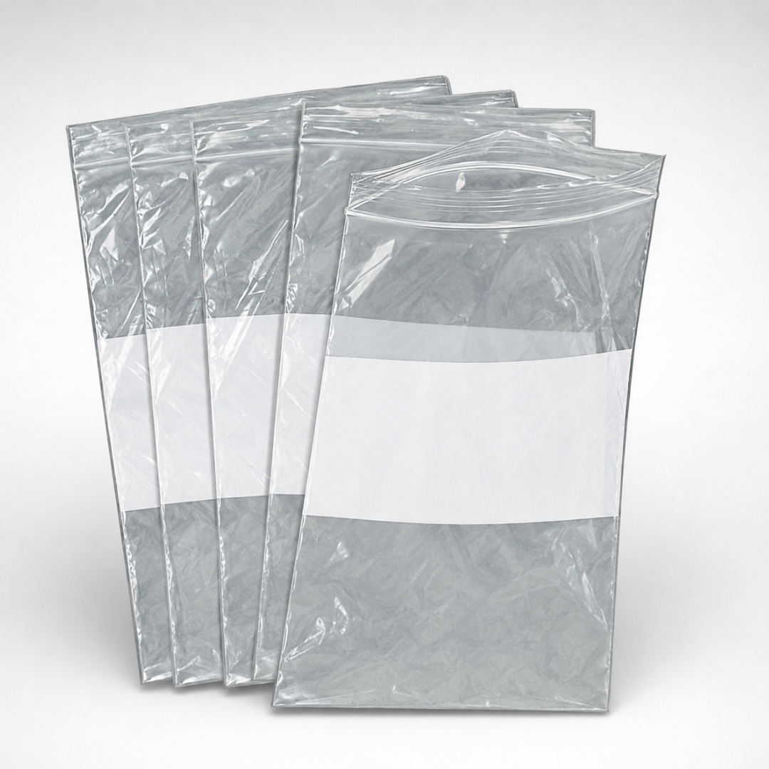 1000-Count 6 x 9 Inch Resealable Plastic Bags with White Write-On Labeling Strip, 1.25 Mil per Side, Reusable Storage Bags for Parts, Crafts and Organization