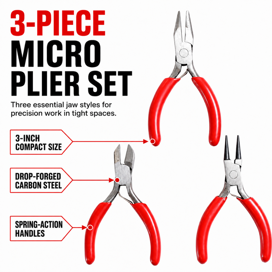 3-Piece Micro Pliers Set, 3"  - S89-89903