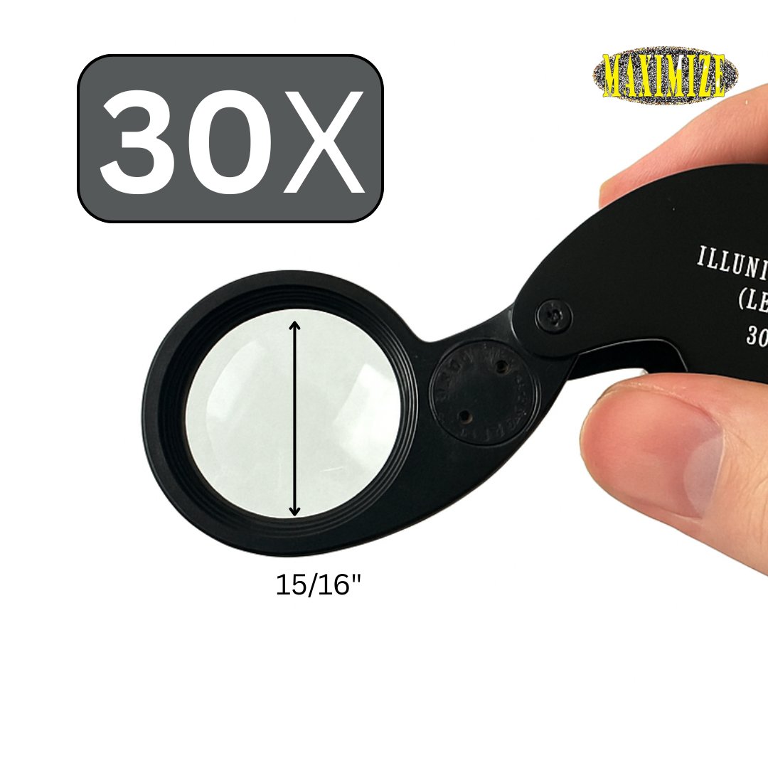 Black Jeweler's Loupe with LED Light - 30X Power  - MG-92130