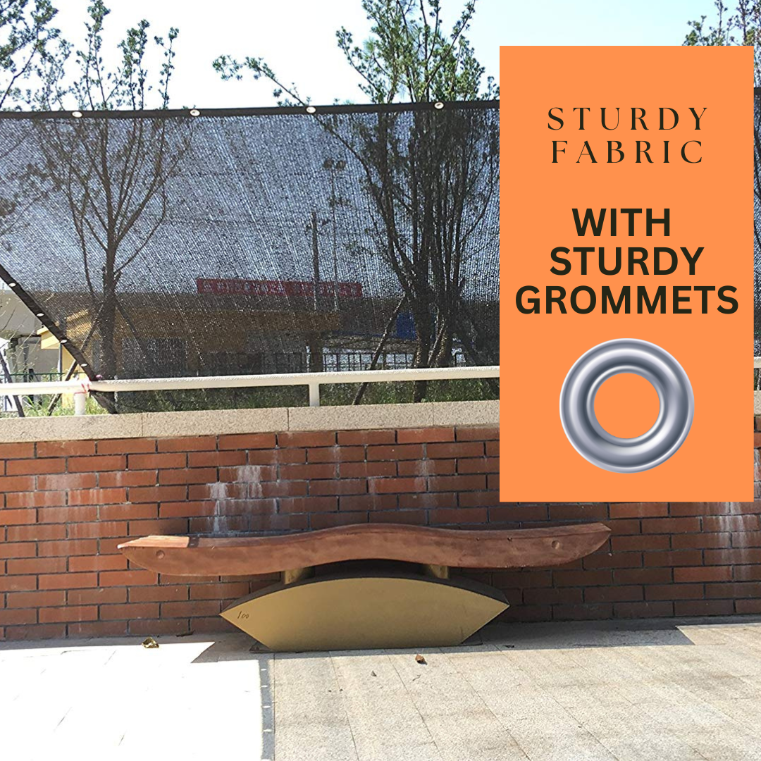 Sunshade Net | 10' x 10' Black HDPE | UV Protection | Breathable Knitted Fabric | Reinforced Grommets | Versatile Outdoor Use