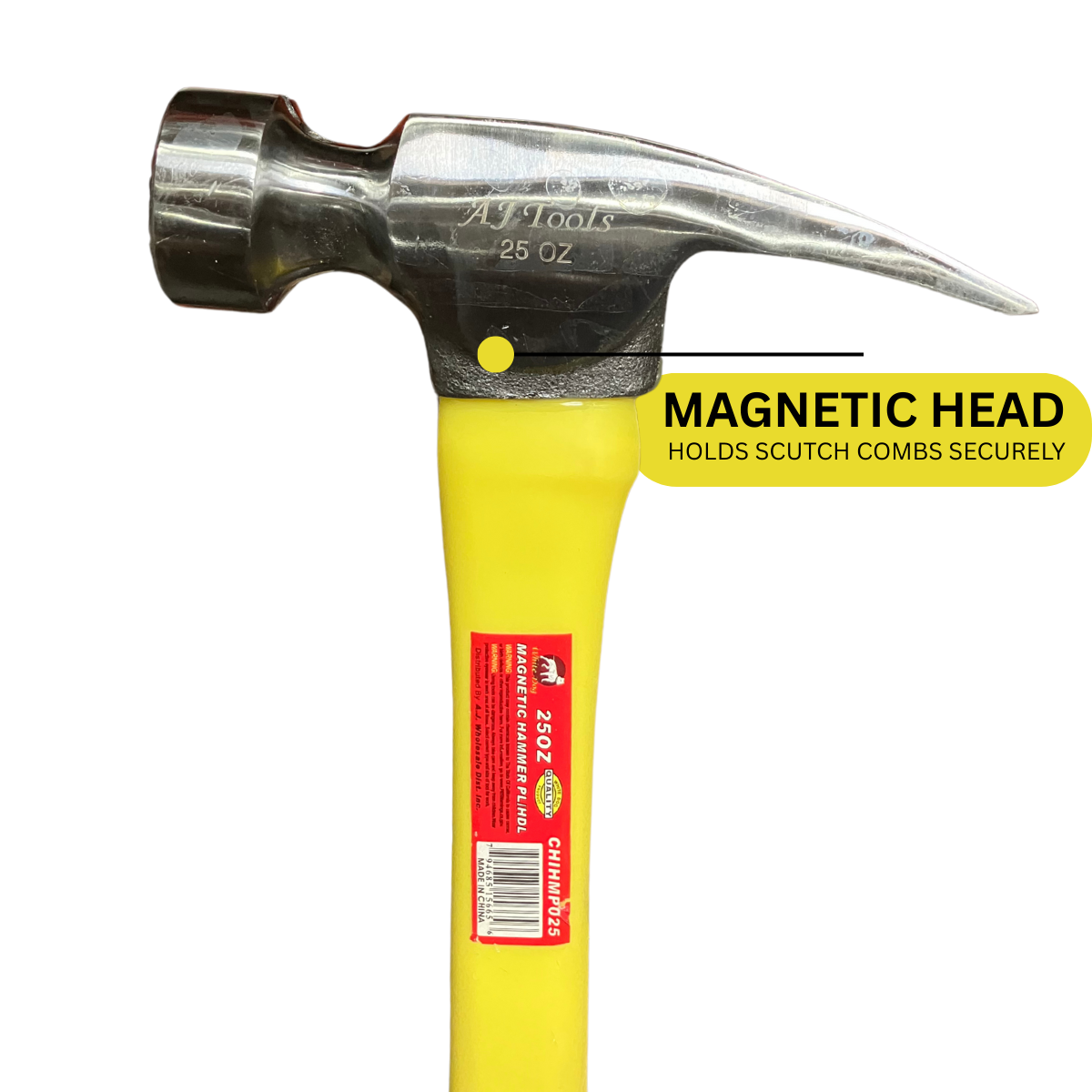 Magnetic Scutch Hammer with Textured Head – Brick and Masonry Dressing Tool – Fiberglass Handle – Easy Scutch Comb Installation
