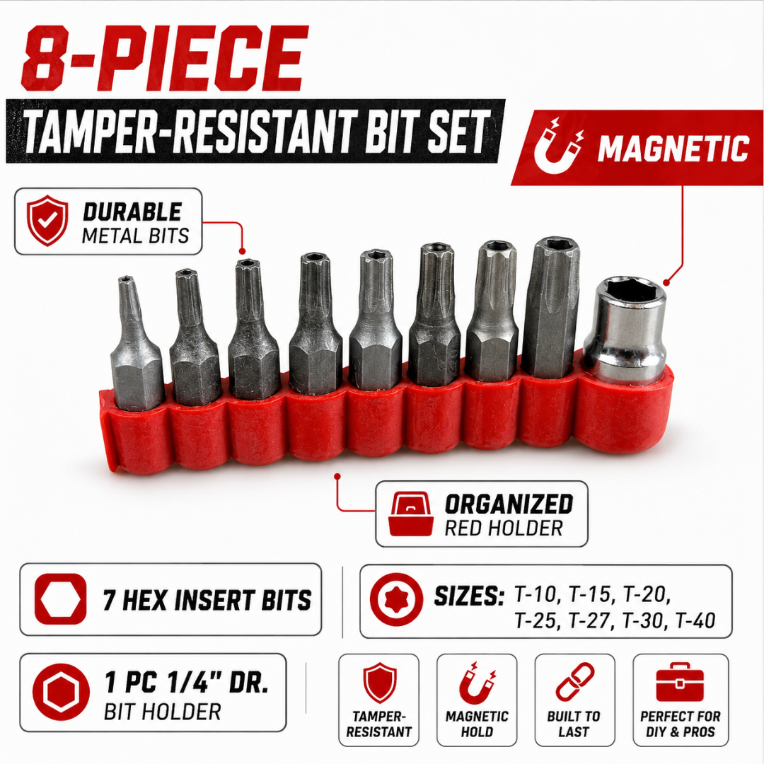 8 Piece Tamper-Resistant Torx Hex Bit Set
