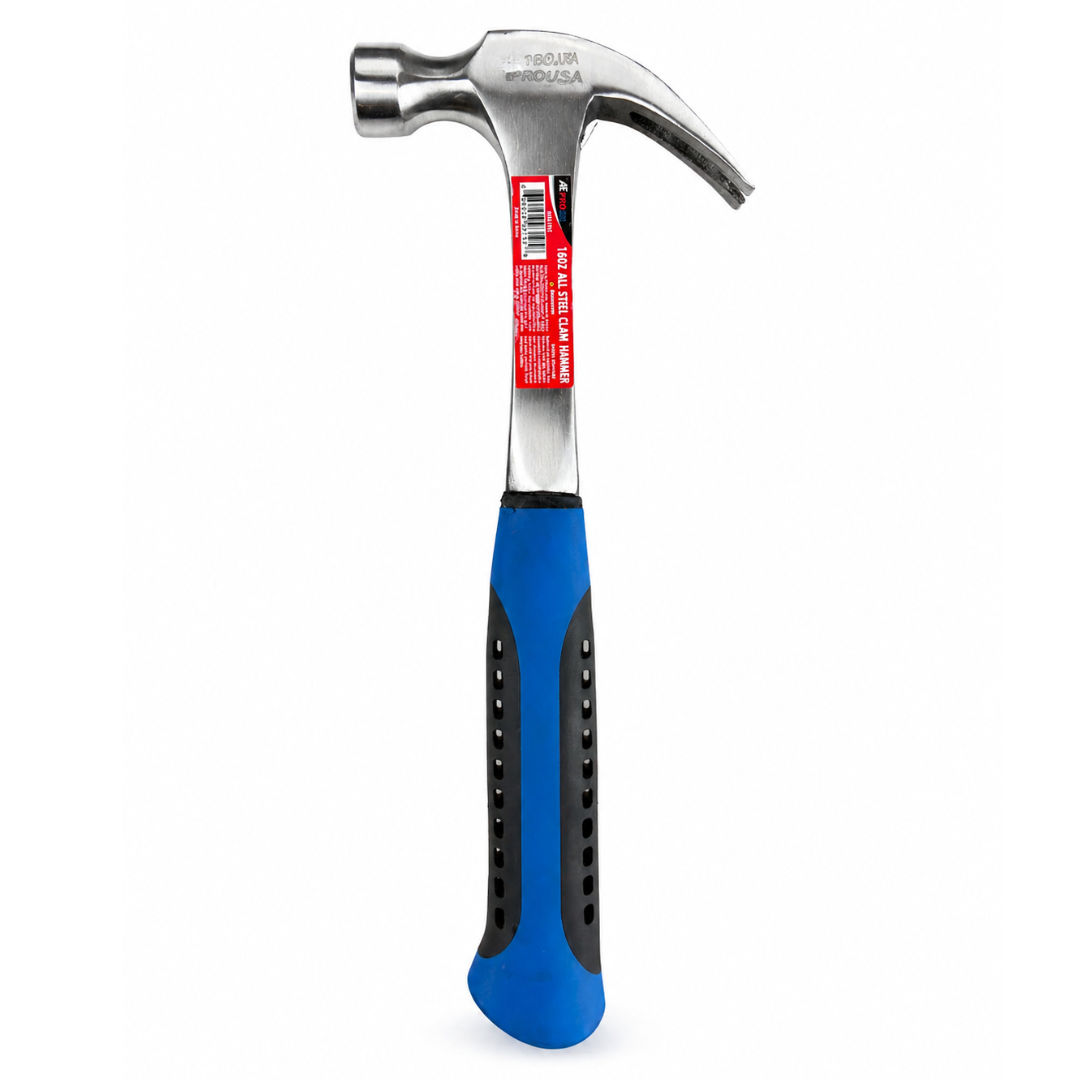16 oz Ripping Claw Hammer – 13-1/4" Straight Claw Framing Hammer with Shock-Absorbing Rubber Grip – Ideal for Construction, Demolition & Carpentry