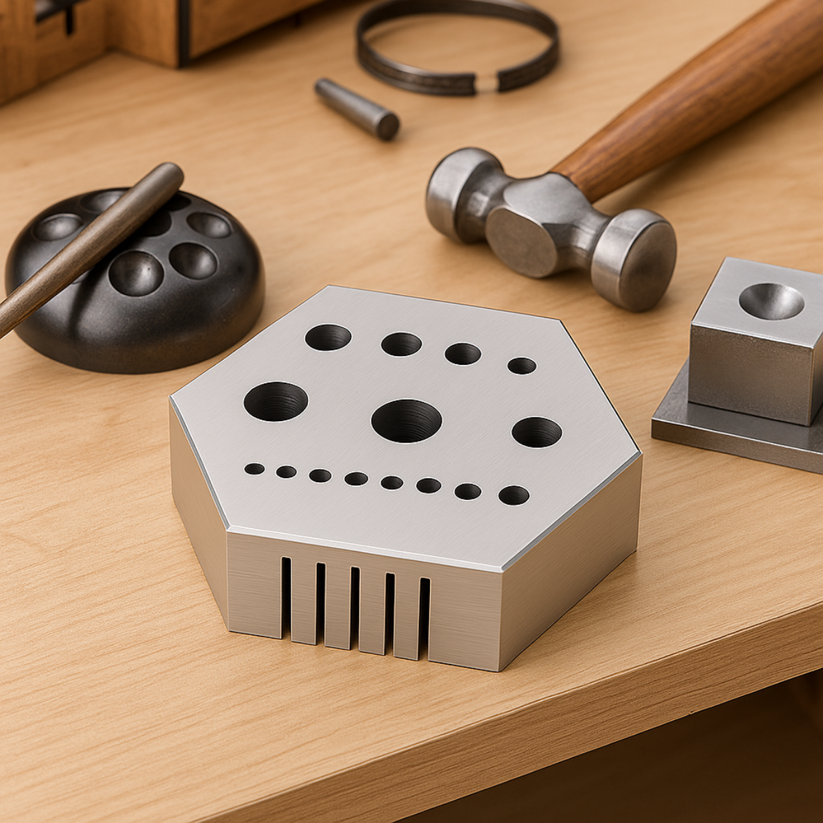 Hexagonal Steel Riveting Block  - TJ-STAKE