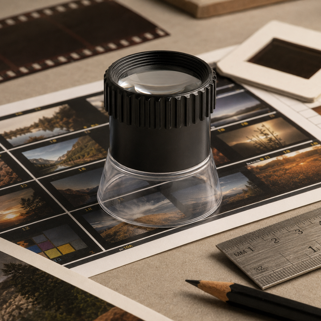 Printer’s Loupe, 10X Magnification with 1 Inch Lens and Clear Base, Inspection Magnifier for Prints, Photographs, Film and Negatives – MG-80960