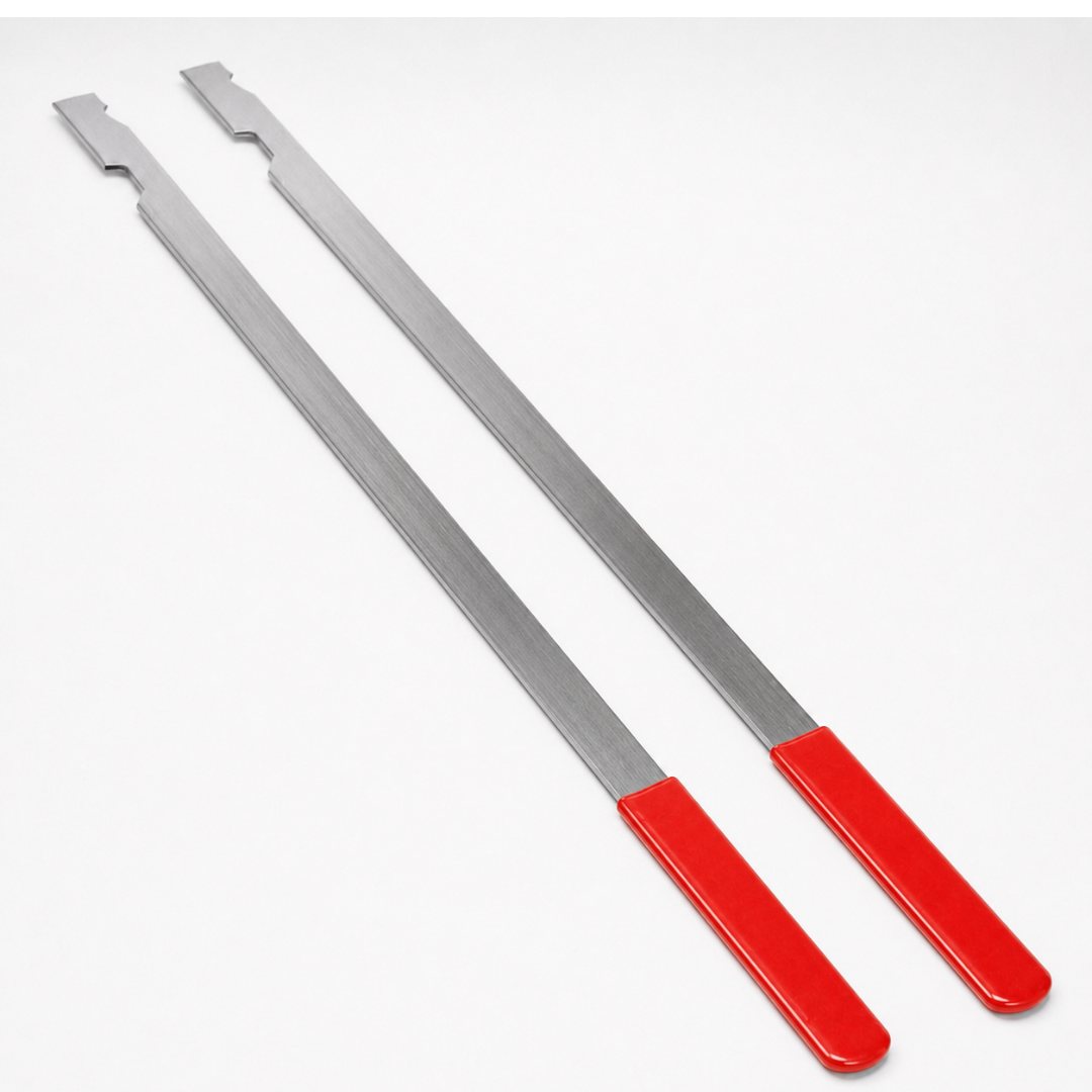 2-Pack Professional Automotive Lockout Tools, 19-Inch Chrome-Finished Steel Car Entry Tools with Red Vinyl-Wrapped Handles for Authorized Locksmith and Towing Use
