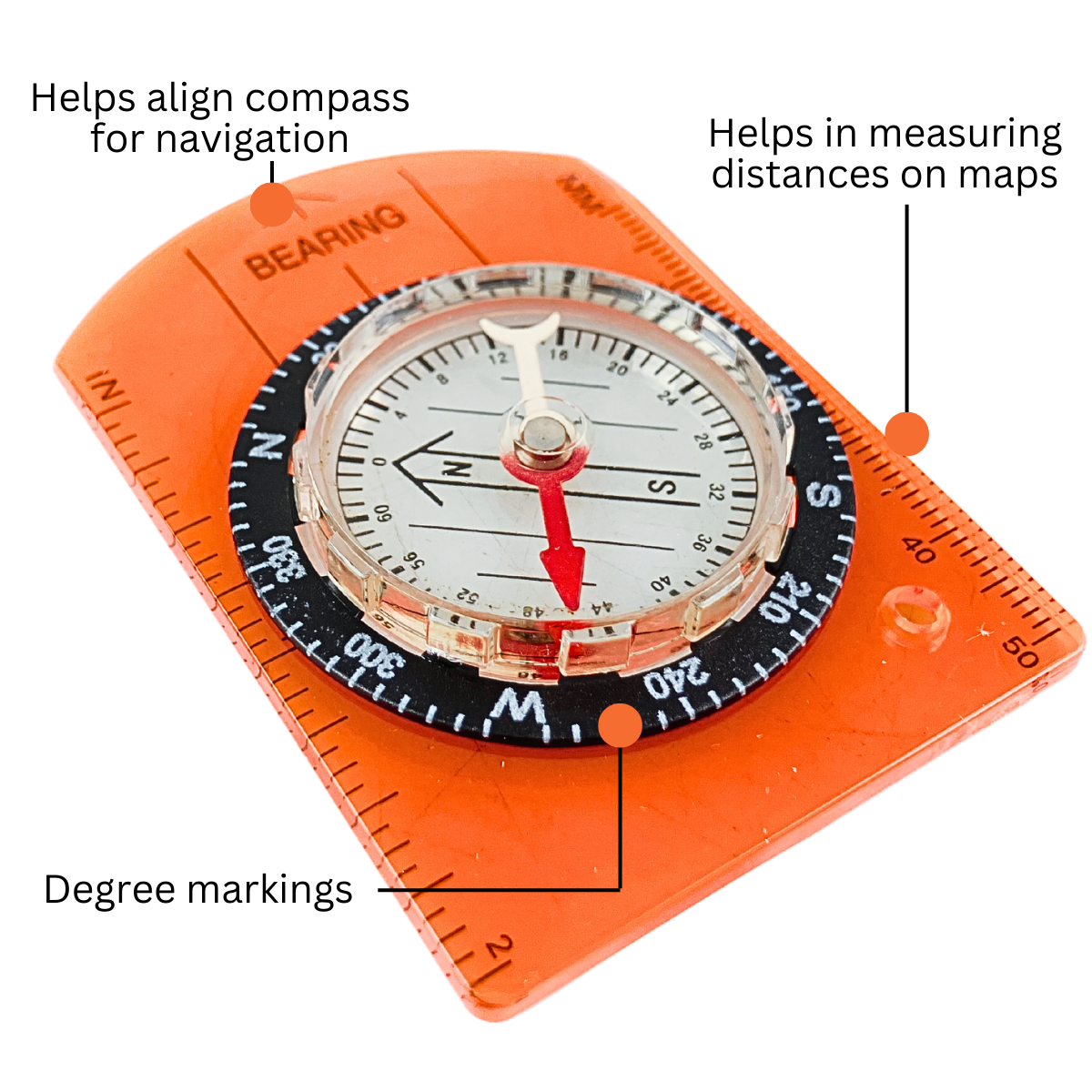 Map Reading Compass - Plastic Ruler Frame & Neck Lanyard  - PC-10900