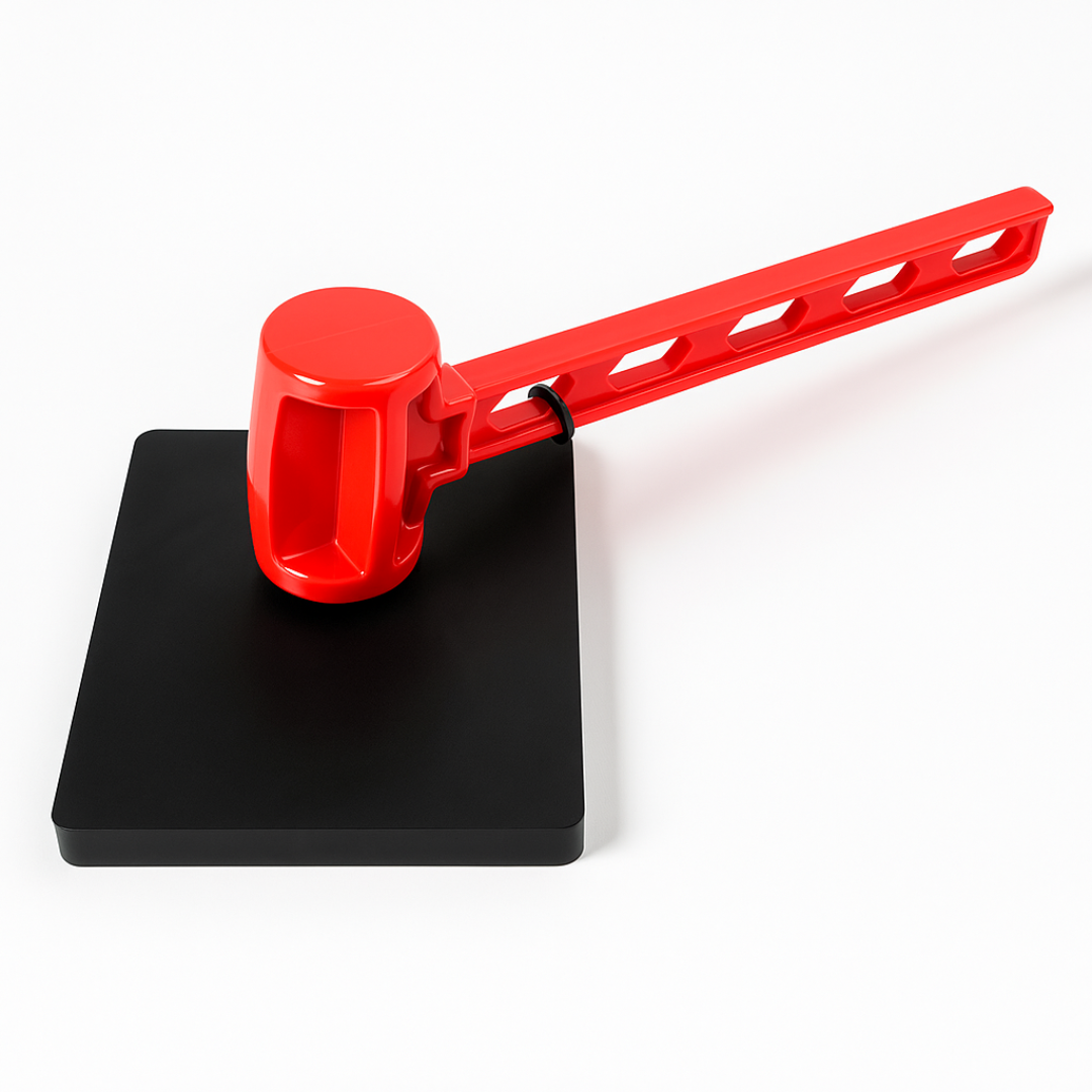 6" x 6" Jewelry Bench Block with 12.5" Red Plastic Hammer – Lightweight Metal Forming & Craft Hammering Set for Jewelry Making, Stamping, Flattening, Crafting & Hobby Work – Durable Plastic Mallet + Bench Block