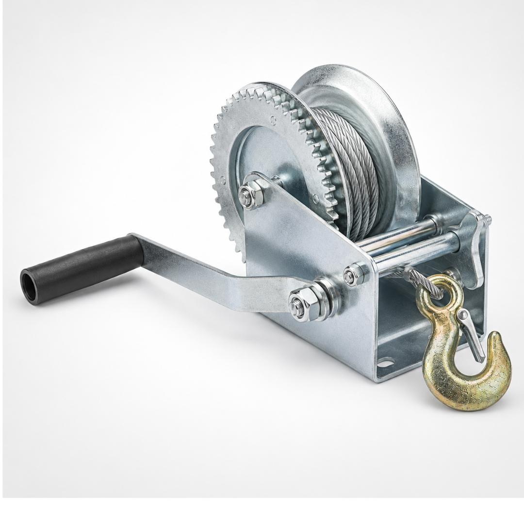 1200 lb Hand Winch with 39 ft Steel Cable and Heavy-Duty Hook – Manual Crank Pulling Winch for Trailers, Boats, Motorcycles and General Utility Use – TZ-08012
