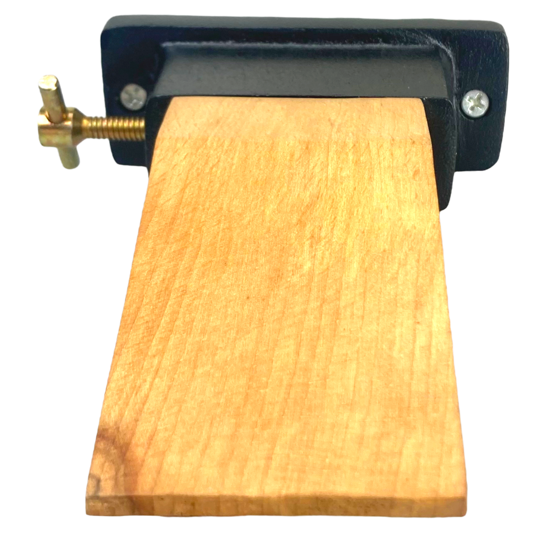 Bench Mounted Pin Vise with Wooden Anvil & Cast Iron Base – Jewelry Bench Pin for Filing, Sanding & Light Hammering – 5-3/8" x 3.75" – Includes Mounting Screws