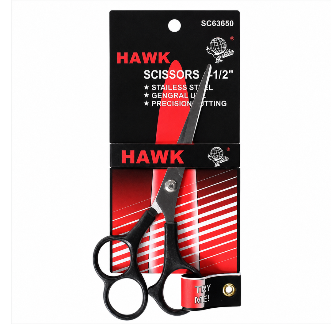6-Inch 3-Finger Barber Hair Scissors, Stainless Steel Precision Cutting Shears with Triple Hole Plastic Handle, 2.75-Inch Blades, Pack of 2
