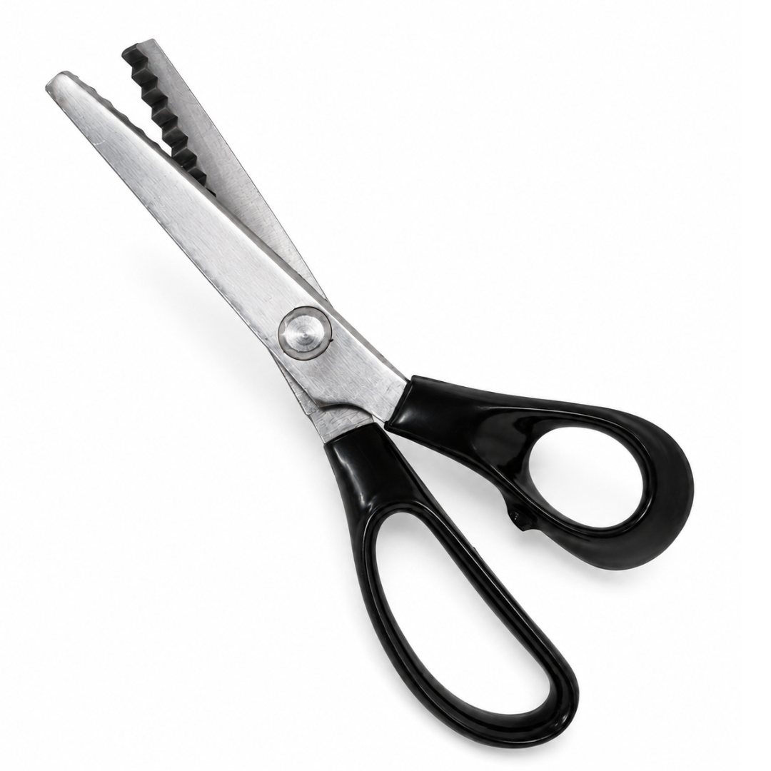 8-Inch Pinking Shears with Black Plastic Handles – Sharp Zigzag Fabric Scissors for Sewing, Crafting, Scrapbooking and Fray-Resistant Edges – SC-14099