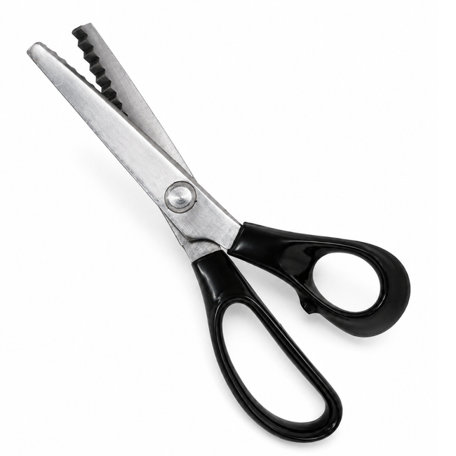 8-Inch Pinking Shears with Black Plastic Handles – Sharp Zigzag Fabric Scissors for Sewing, Crafting, Scrapbooking and Fray-Resistant Edges – SC-14099