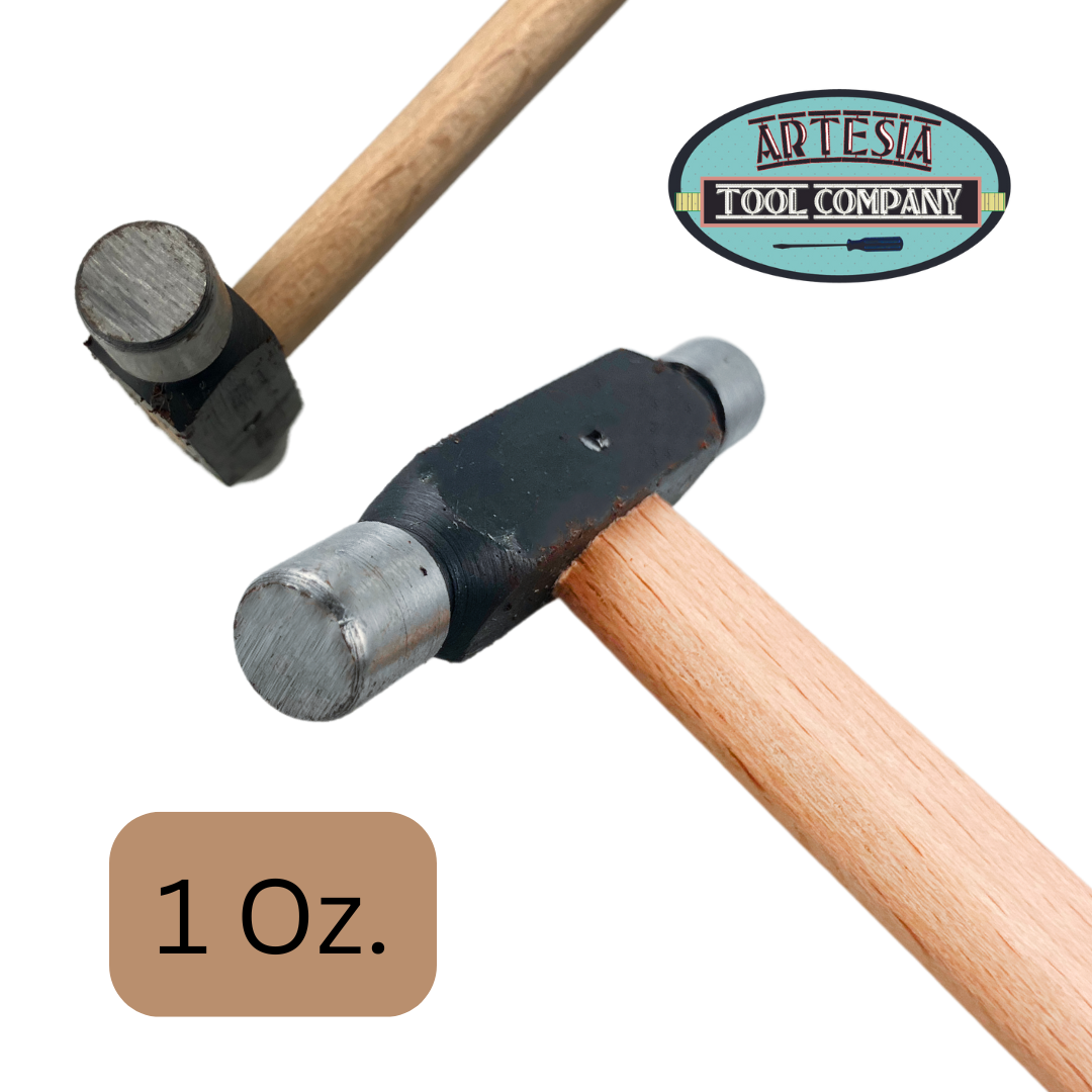 8" (20.3 cm) Ball Pein Hammer | 1.5 Oz Hammer | 3/8" (0.95 cm) Diameter Striking Head | Wooden Handle