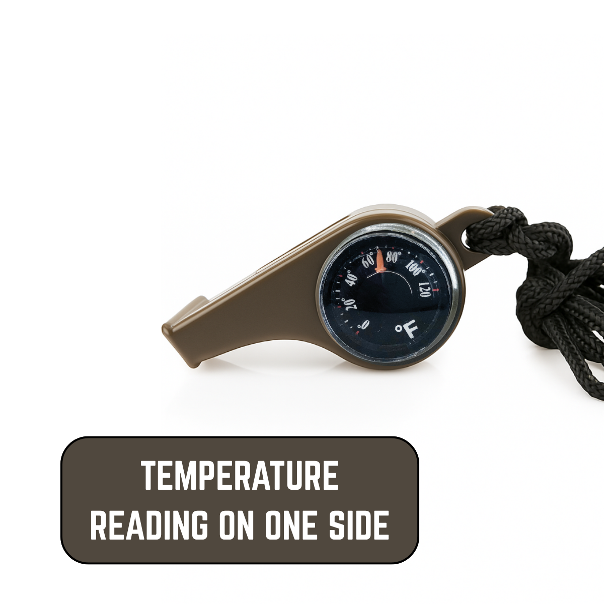2-Pack Survival Whistle with Compass & Thermometer – Emergency Outdoor Whistle with Long Lanyard for Camping, Hiking, Scouts, and Safety – 3-in-1 Multi-Function Tool (Olive Green)
