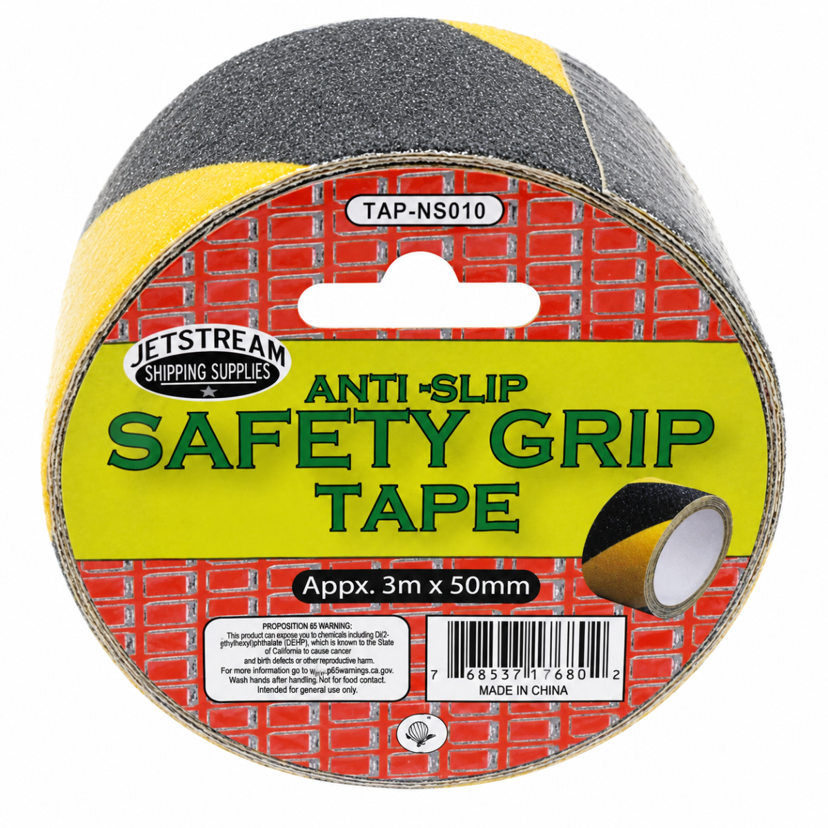 Anti-Slip Black & Yellow Diagonal Striped Safety Tape - 9 Foot x 2 Inch  - TAP-NS010