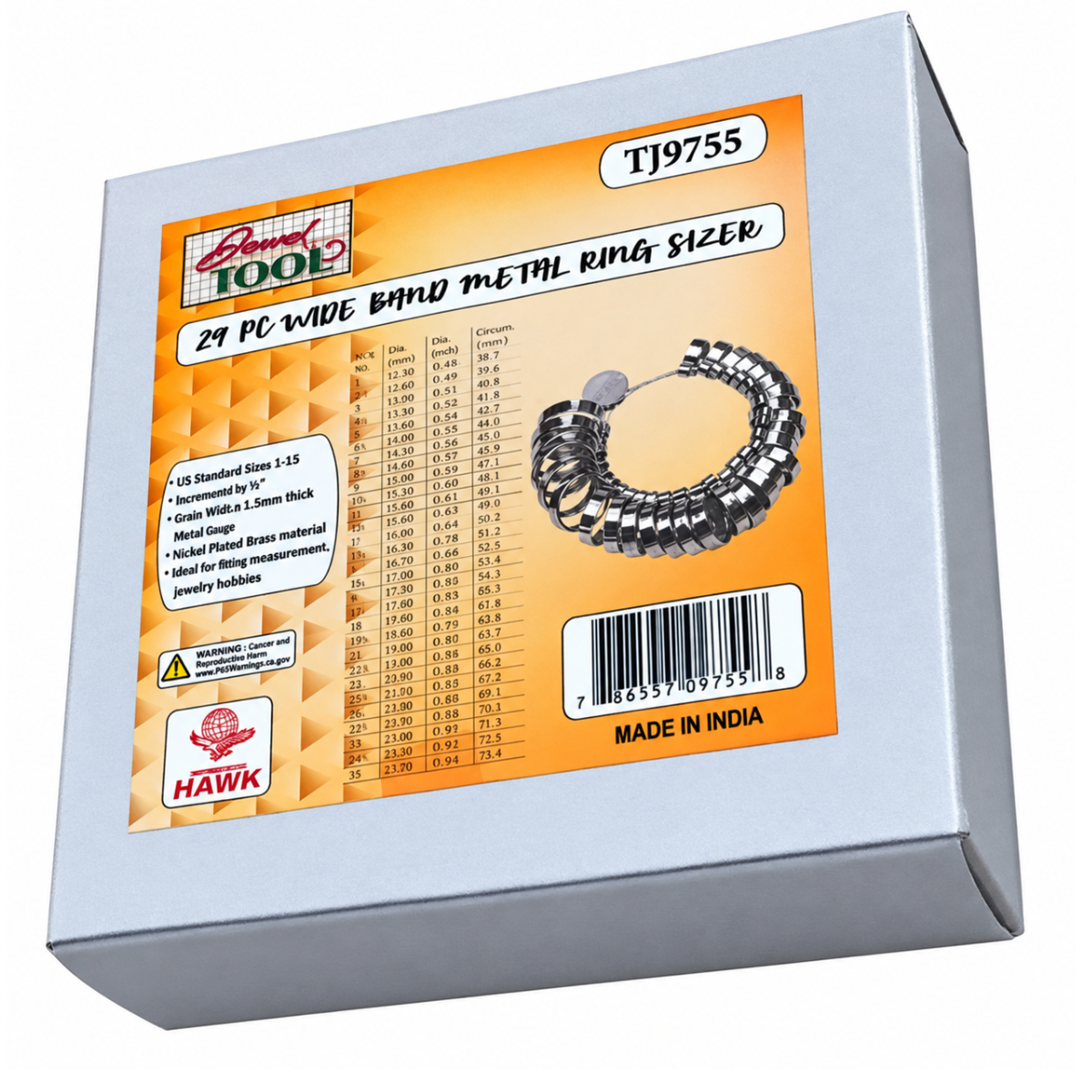 1-15 Ring Sizing 29 Piece Wide Band Set  - TJ01-09755