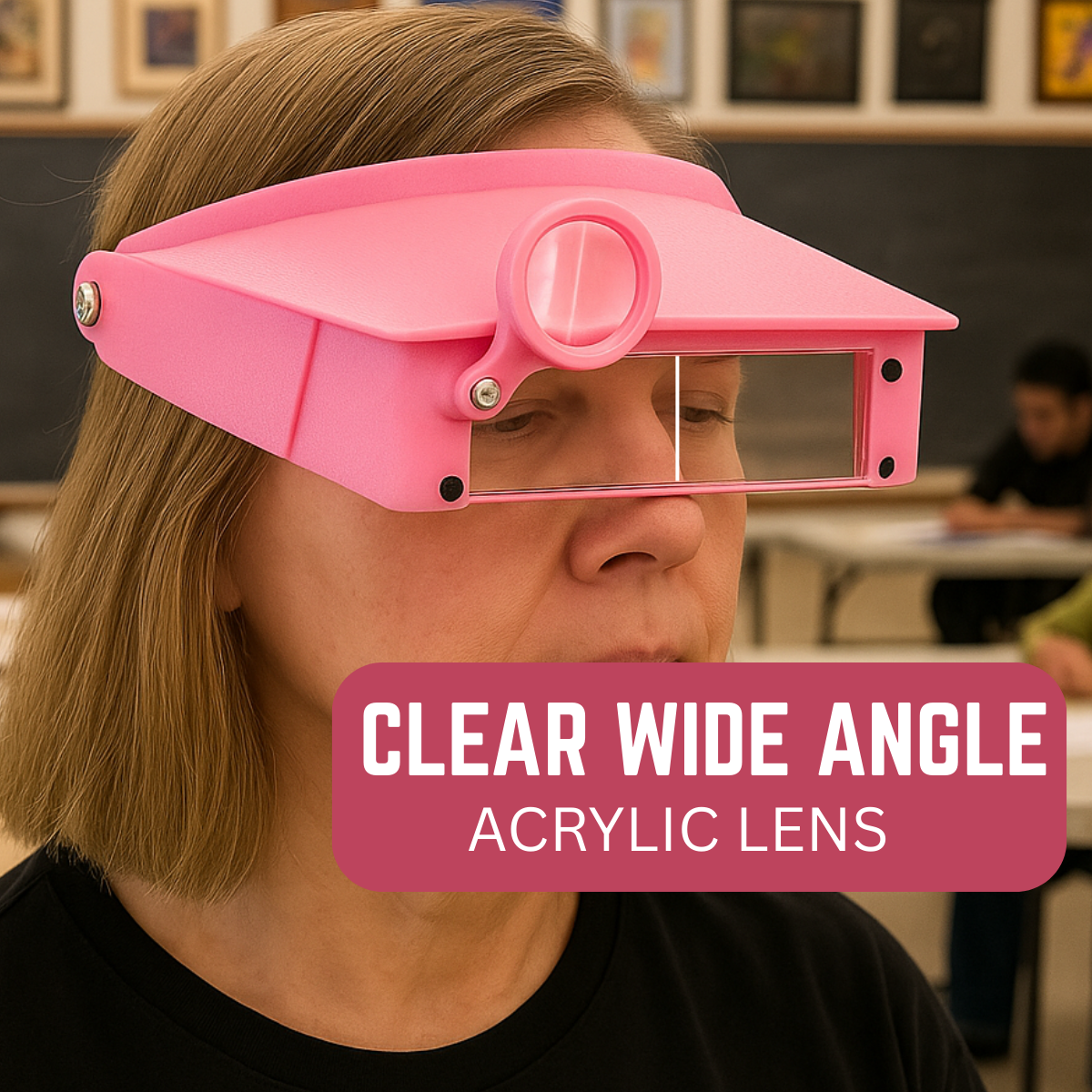 Visor-Type Head Worn Magnifier | 1.5x, 1.5x, 5x | in Pink Color  - MG-91213