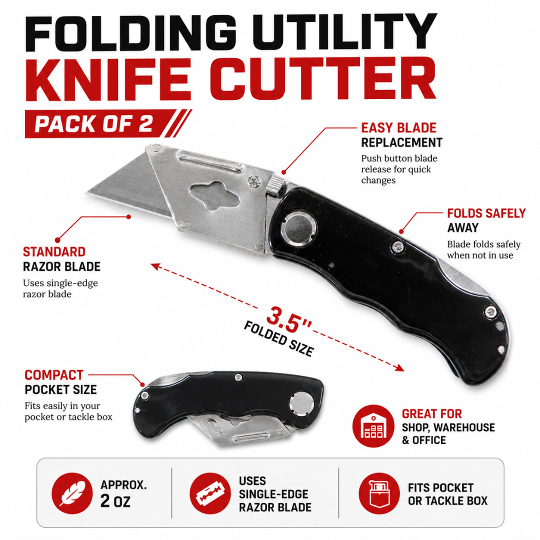 Folding Utility Knife Cutter (Pack of: 2) - CR-09046-Z02