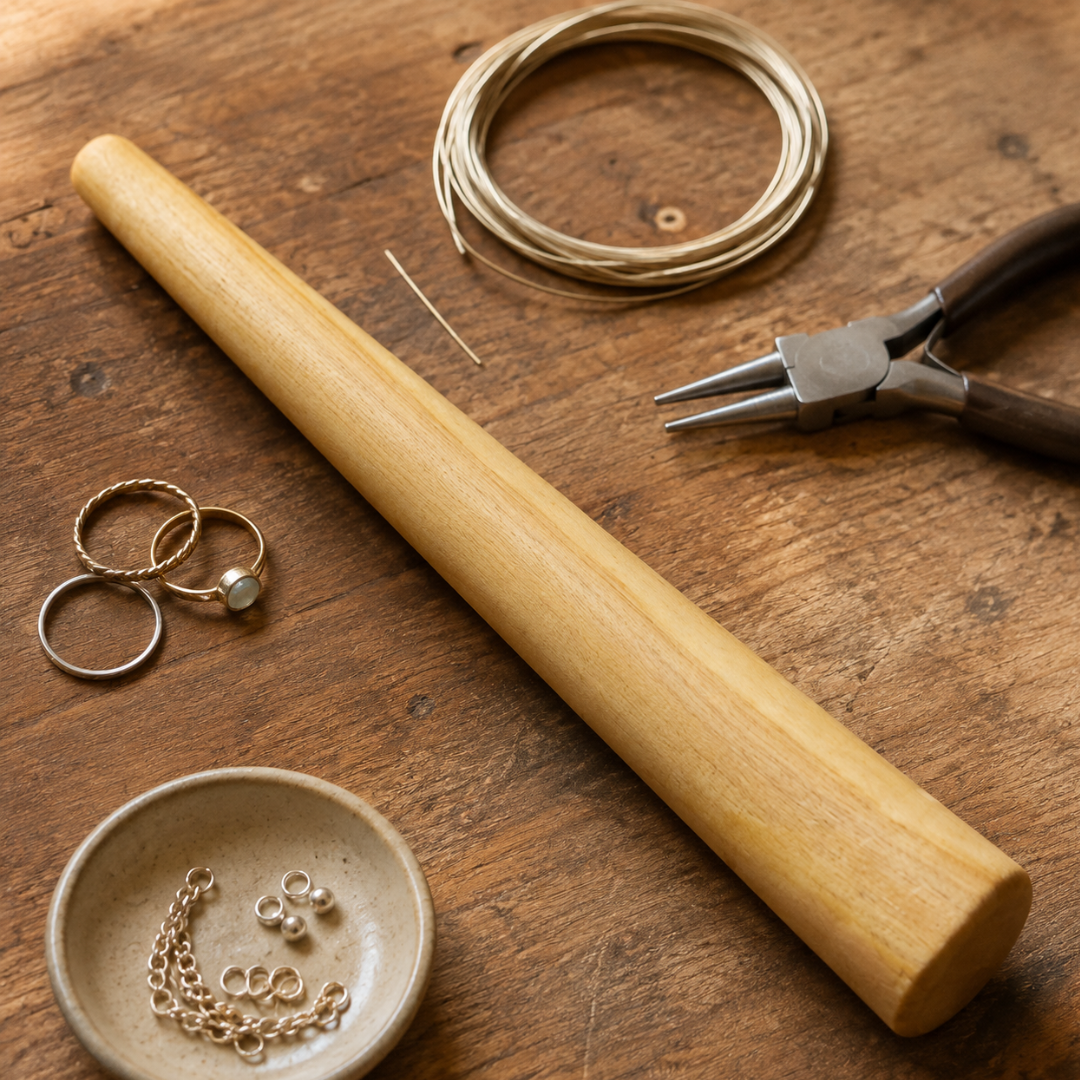 7-Inch Mini Wooden Ring Mandrel – Tapered No-Mar Hardwood Ring Shaping Tool for Buffing, Polishing and Dent Removal – Approx. 1-Inch Diameter