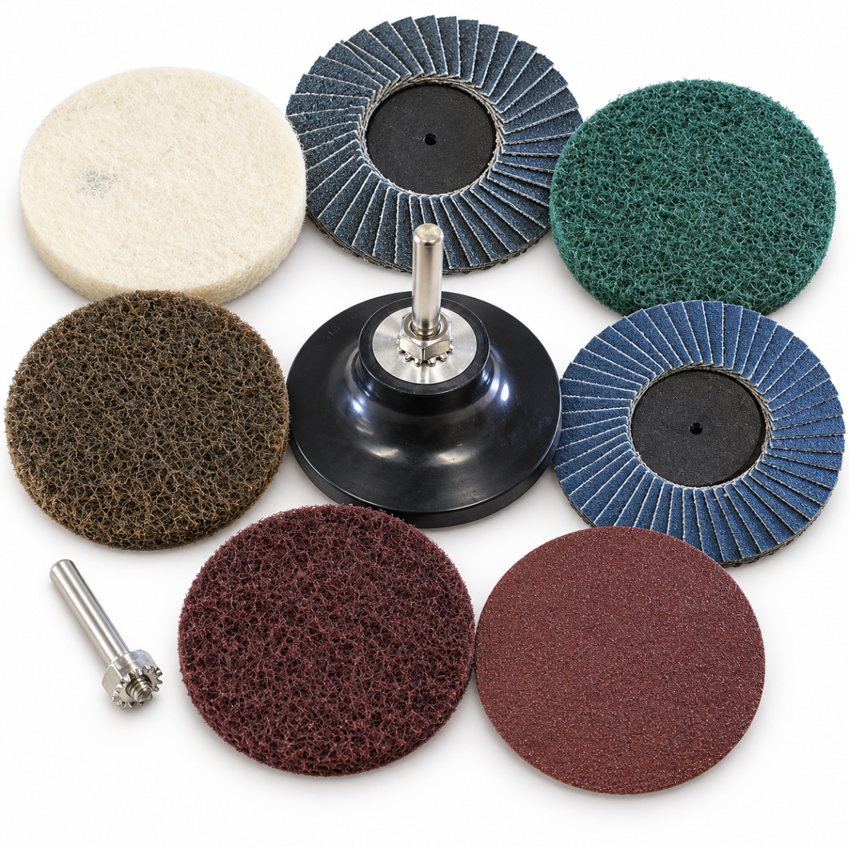 9 Piece 3" Cleaning, Sanding & Polishing Disc Set with 1/4" Shank – Surface Prep & Finishing Kit – TJ-18209