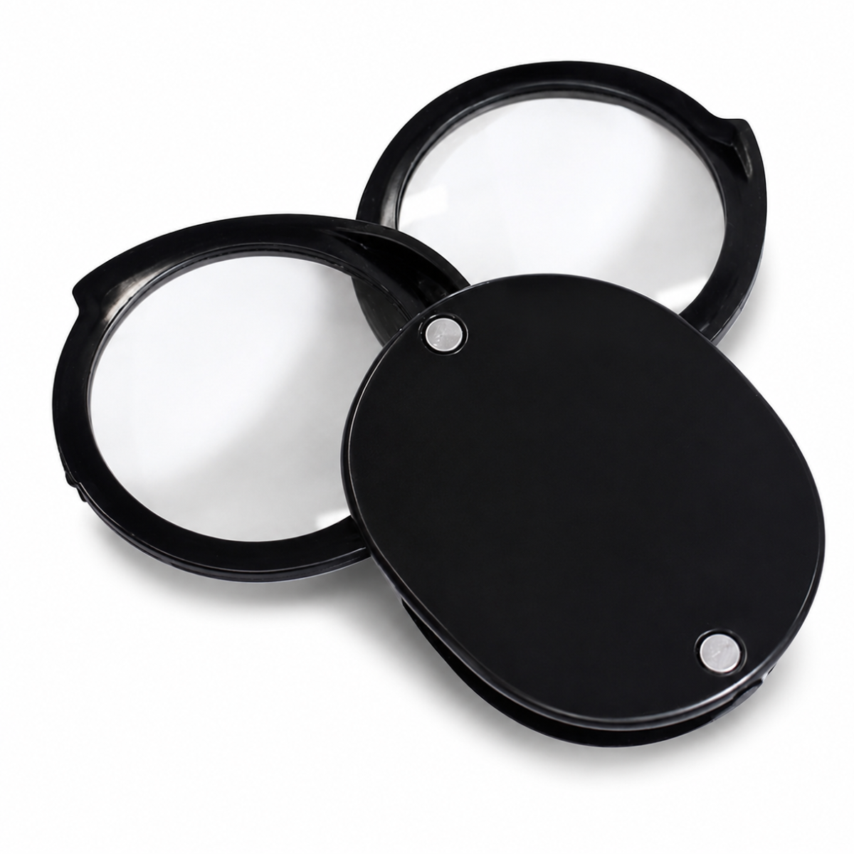 Double Lens Pocket Magnifier Loupe, 4X Each Lens, Combined 10X Power, Foldable Swivel Case, Pack of 2