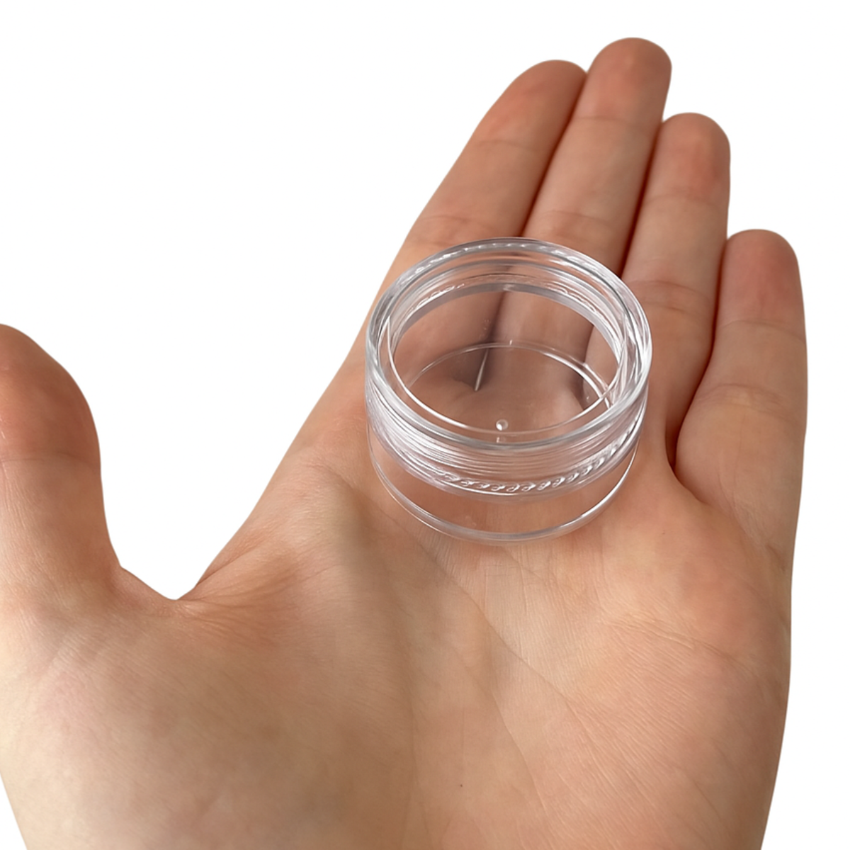 12 Piece Mini Clear Plastic Jars with Screw-On Lids  - TJ-18610