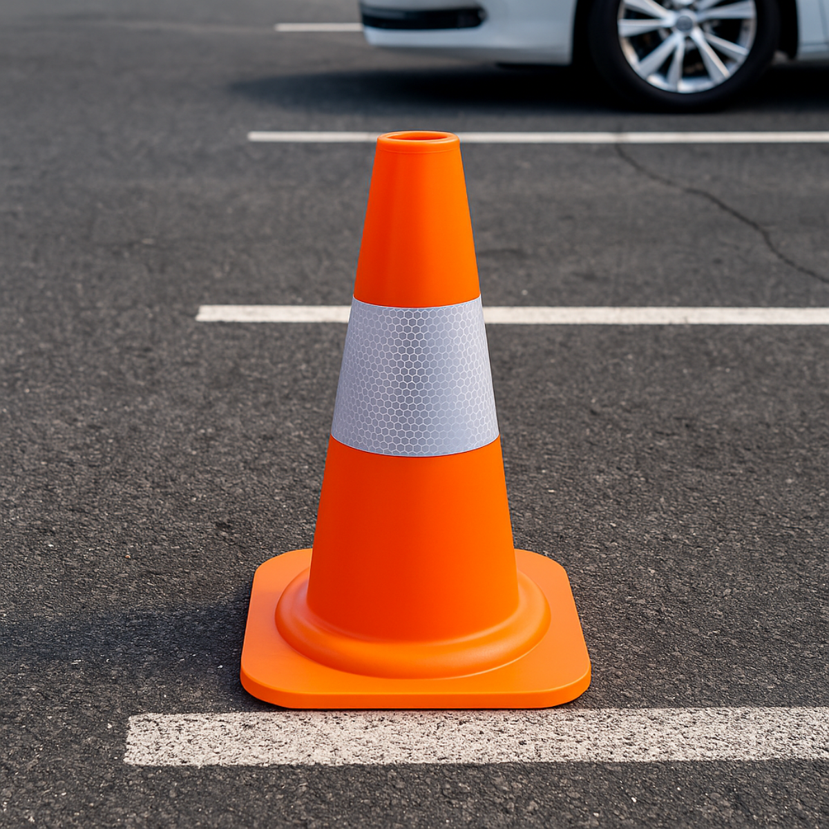12" (30.5 cm) PVC Safety Cone | Weighted & Balanced Base | Reflective Visibility Strip | Multi-Functional for Hazard Marking, Parking & Sports