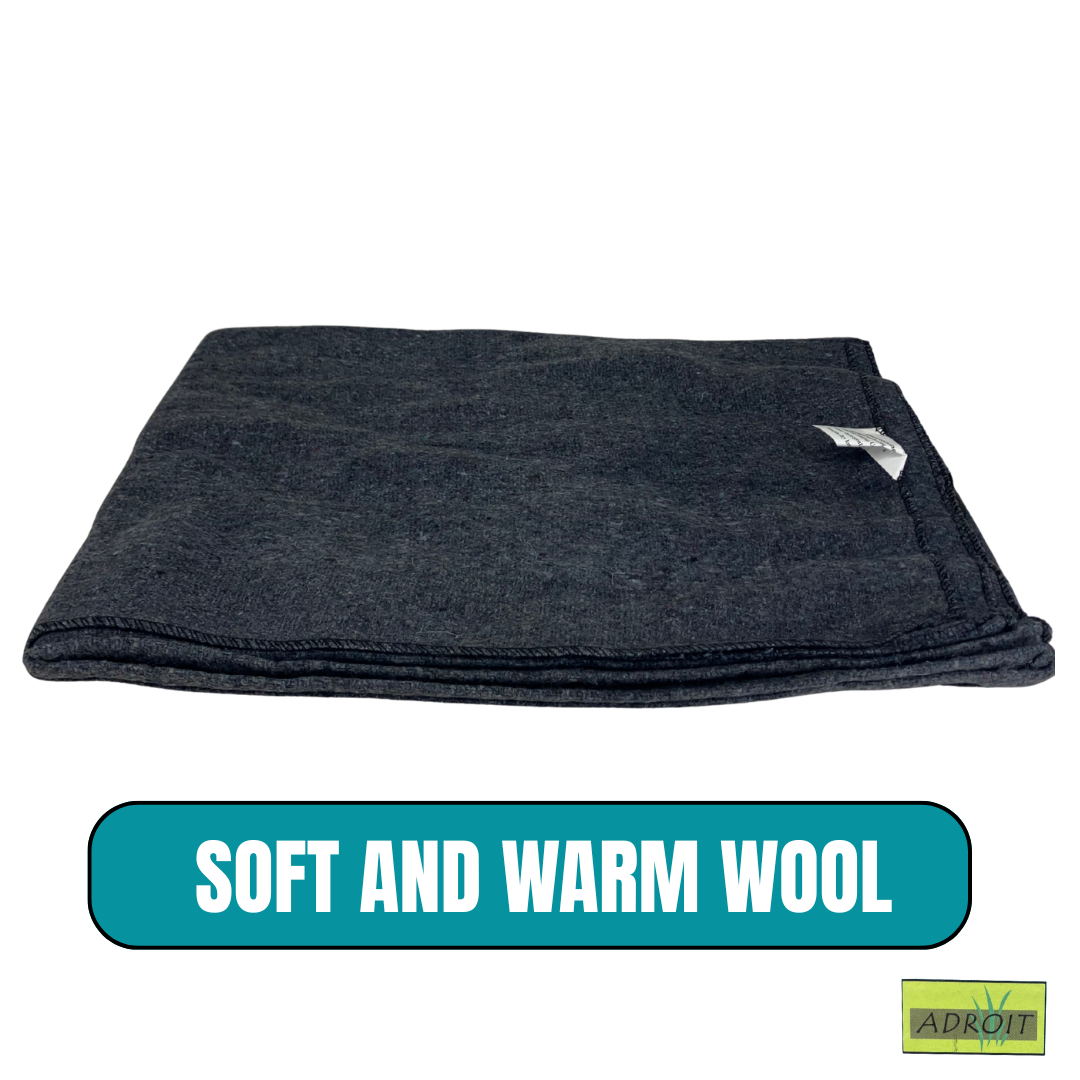 60" x 80" Grey Wool Blanket – 40% Wool, Heavy 3 lb Emergency Survival Blanket with Finished Edges – Ideal for Home, Car, Camping & Disaster Kits – CAM-50131