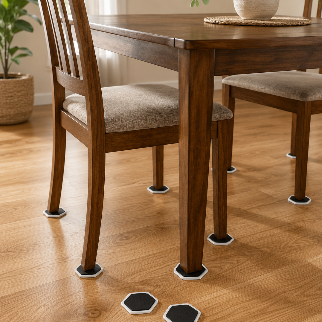 8 Piece Hexagon Furniture Sliders – 4 Large 7 Inch & 4 Small 4 Inch Furniture Moving Pads for Wood Floors & Carpet – Heavy Furniture & Appliance Floor Protectors
