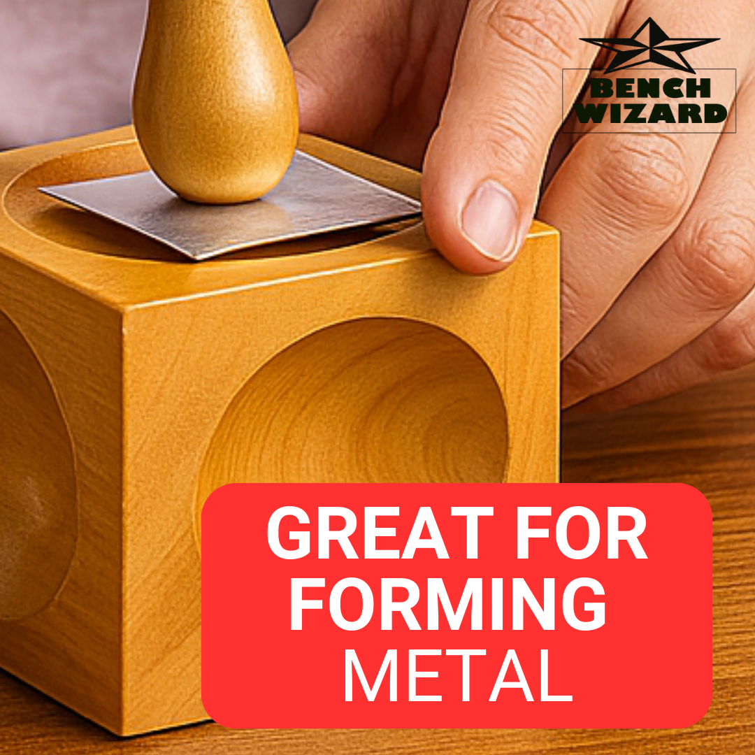 Wooden Dapping Block & Punches Set | Precision Shaping & Forming | Non-Marring Surface  - TJ01-09860