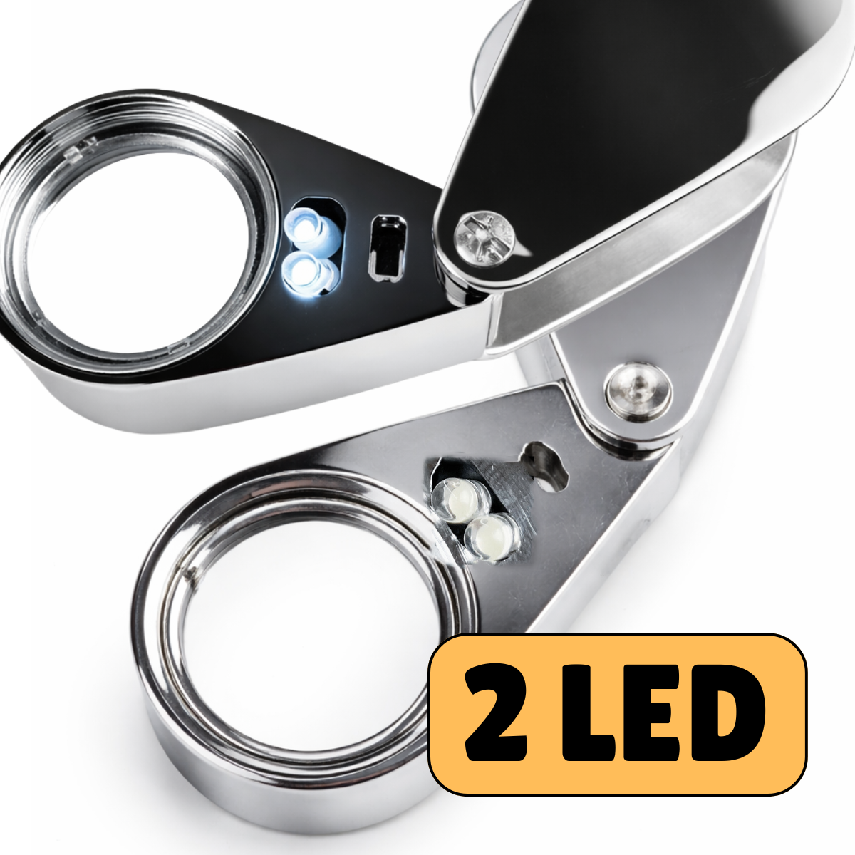 10X Triplet Glass Jeweler’s Loupe with LED Light – Chrome Finish (MG-92120)