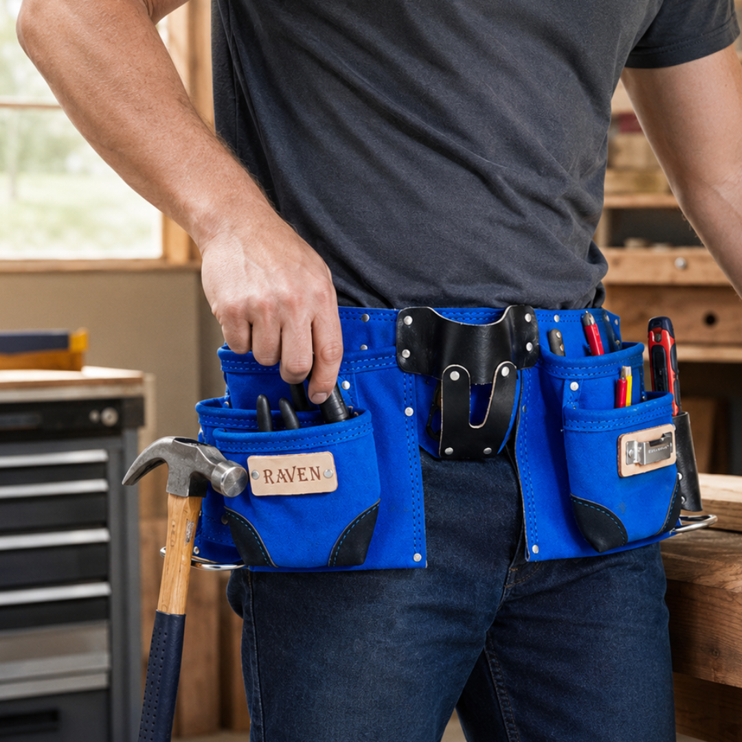 Blue Utility Tool Pouch Belt with 12 Pockets  - AS2103A-BLU