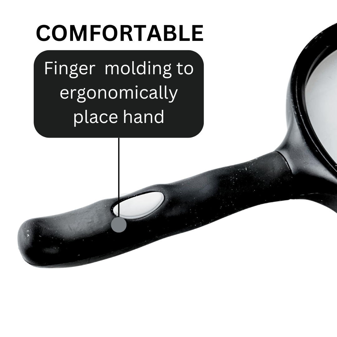 Extra Large Handheld Magnifier | 5" Diameter Lens | Ergonomic Grip, Ideal for Hobbies & Detailed Tasks | Sturdy Frame with Gray Accents