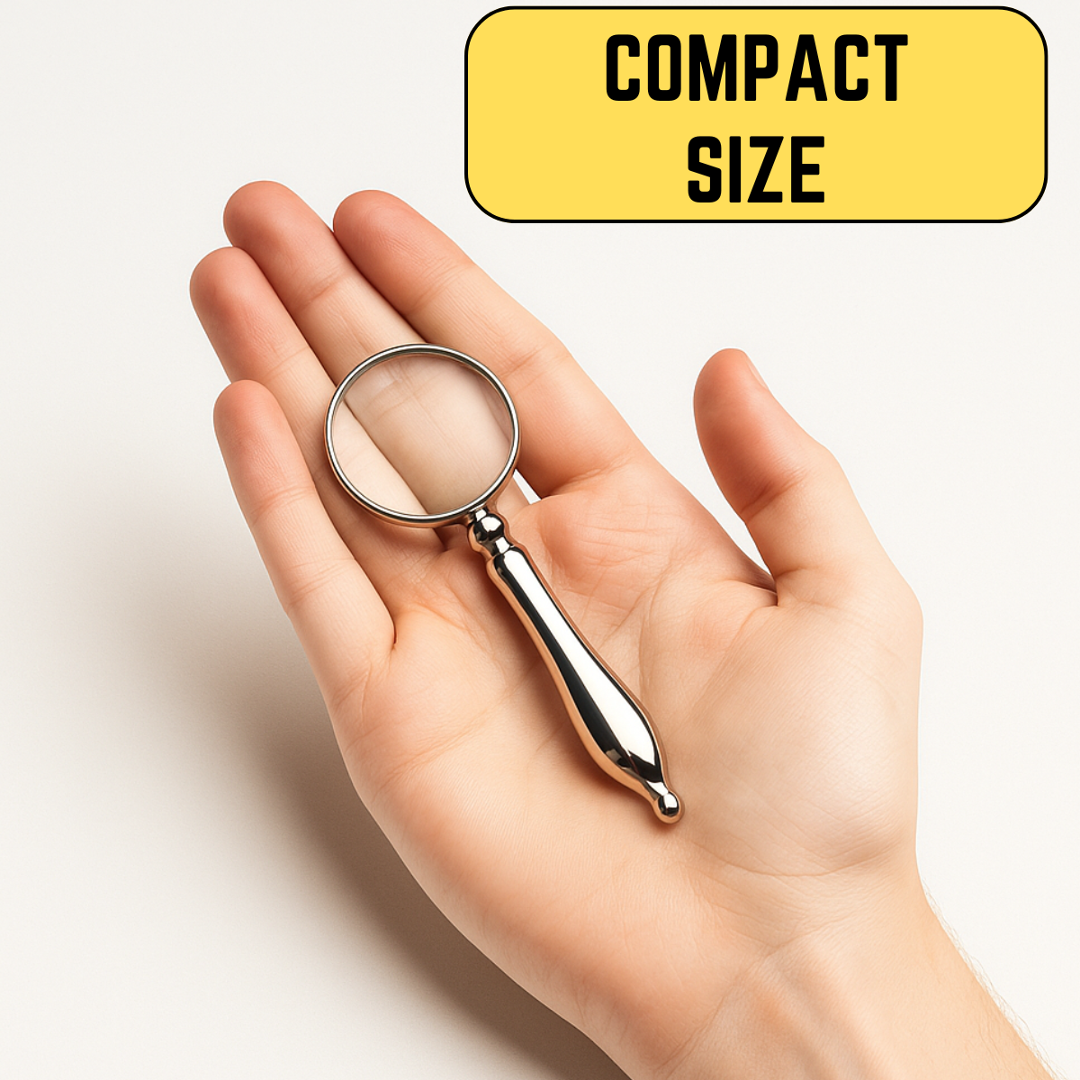 Mini Pocket Magnifier with 5X Power – 3.5" Chrome Plated Handle & Frame, Keychain/Necklace Hole, Includes Protective Pouch