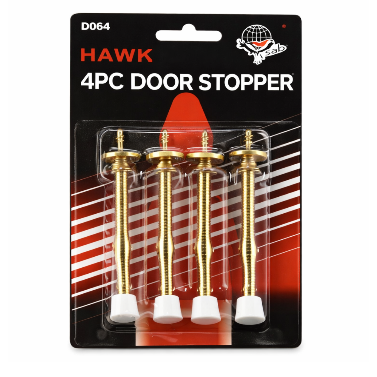 4 Piece Spring-Type Door Stoppers with Rubber Tips  - HW-90064