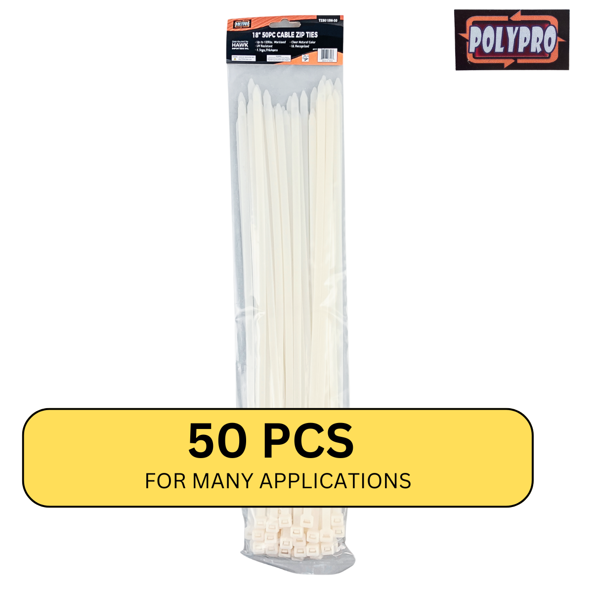 50 Pc. Cable Mounting Ties - 18"  - TZ8618W-50